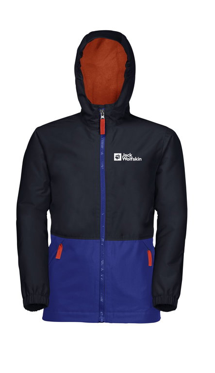 Jack Wolfskin Kurtka przejściowa Snowy Days (wodoodporna i wiatroszczelna, polarowe wnętrze) niebieska dziecięca